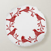 スカンジナビア鳥リースパーソナライズされたクリスマス ラウンドクッション (裏面)