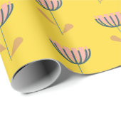 スカンジナビア黄モダンフォーク花柄 ラッピングペーパー (ロールコーナー)