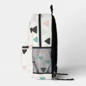 スカンジナビア黒緑ピンク抽象芸術パターン プリントバックパック (右)