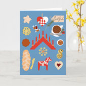 スカンジナビア/スウェーデンJulクリスマスペストリーデザイン カード (黄色い花)