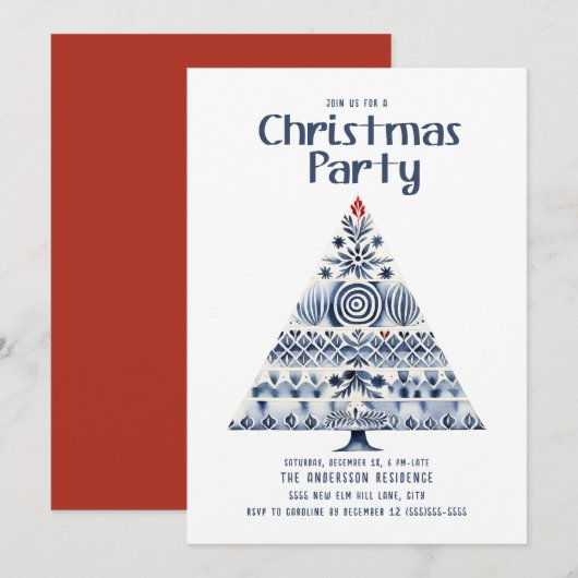 スカンジナビア ノルディック クリスマスツリーパーティー 招待状 (正面/裏面)