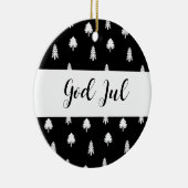スカンジナビア ブラックパターン ゴッド ユール クリスマス セラミックオーナメント (右)