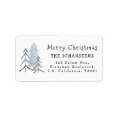 スカンジナビア メリークリスマス 冬の森の木々 ラベル (正面)