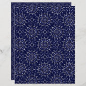 スカンジナビアDitsy冬の海軍と金ゴールドダイヤモンドタイル (正面/裏面)