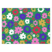スカンジナビカラフルアの花模様（緑） テーブルクロス (正面(横))