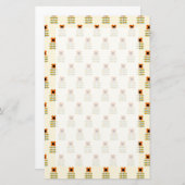 スカンジナビ刺激を受けたアのオレンジの花柄 便箋 (正面/裏面)