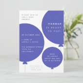 スカンジバルーン |ミニマリストブルーベビーシャワー 招待状 (スタンド正面)