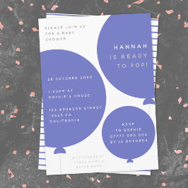 スカンジバルーン |ミニマリストブルーベビーシャワー 招待状