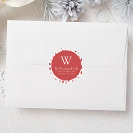 スカンジパインツリーパターンピンククリスマスアドレス ラウンドシール