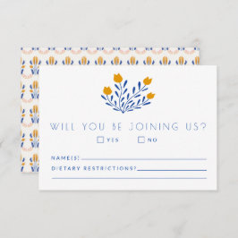 スカンジフォークの花々(青と黄結婚色) 出欠カード