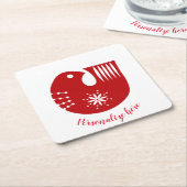 スカンジフォークアートバード スクエアペーパーコースター (アングル)