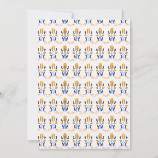 スカンジフォークフラワーズブルーカジュアルイエロー結婚ズ 招待状 (裏面)