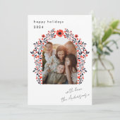 スカンジフローラアーチクリスマスホリデーフォトカード シーズンカード (スタンド正面)