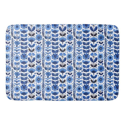 スカンジブルーフローラ バスマット (正面)