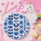 スカンジブルーフローラ ペーパープレート (パーティー)