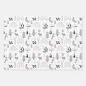 スカンジペンギンウィンターワンダーランドクリスマスホリデー ラッピングペーパーシート (正面)