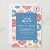 スカンジボホフォークフラワーブルーブライダルシャワー 招待状 (正面)