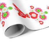 スカンジモダンホリデーバードワインラベル ラッピングペーパー (ロールコーナー)