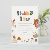 スカンジワイルドトロピカルウッドランド動物の赤ちゃんシャワー サンキューカード (スタンド正面)