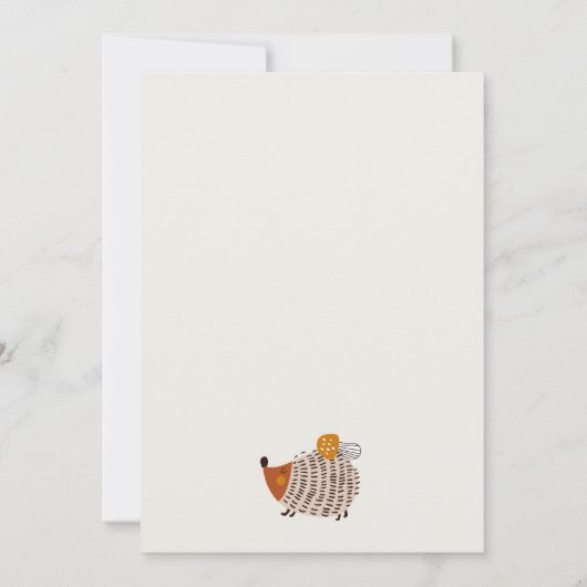 スカンジワイルドトロピカルウッドランド動物の赤ちゃんシャワー 招待状 (裏面)