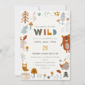 スカンジワイルドトロピカルウッドランド動物の赤ちゃんシャワー 招待状 (正面)
