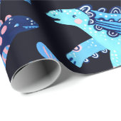 スカンジンの可愛い漫画の恐竜のシームレスなパターン ラッピングペーパー (ロールコーナー)