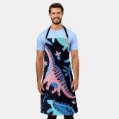 スカンジンの縫い目のない可愛い恐竜の漫画 エプロン (着用した状態)