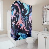 スカンジンの縫い目のない可愛い恐竜の漫画 シャワーカーテン (インサイチュ)