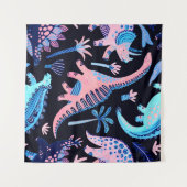 スカンジンの縫い目のない可愛い恐竜の漫画 タペストリー (正面(横))