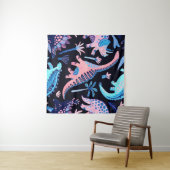 スカンジンの縫い目のない可愛い恐竜の漫画 タペストリー (インサイチュ(横))