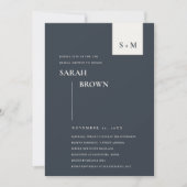 スカンジ白黒モノグラムブライダルシャワー招待状 サンキューカード (正面)