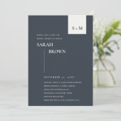 スカンジ白黒モノグラムブライダルシャワー招待状 サンキューカード (スタンド正面)