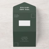 スカンジ結婚の | Dark Green MossミニマリストRSVP オールインワン招待状 (外側)