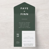スカンジ結婚の | Dark Green MossミニマリストRSVP オールインワン招待状 (内側)