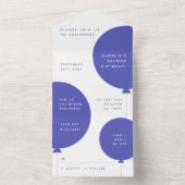 スカンジ誕生日 | ブルーバルーン男の赤ちゃんパーティーRSVP オールインワン招待状 (内側)