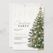 スカンジ金ゴールド水彩クリスマスツリー冬 招待状 (正面)