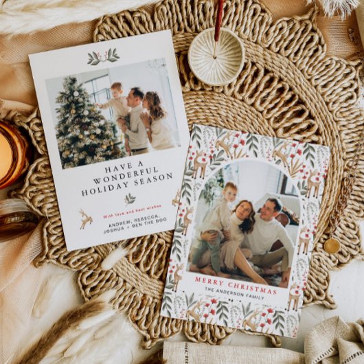 スカンジ2フォトクリスマスカードボホノルディックホリデイ シーズンカード