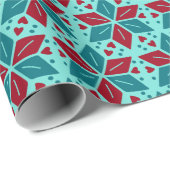 スカンディアパターンレッドアクアティール(緑がかった色)ポインセティアホリデイ ラッピングペーパー (ロールコーナー)