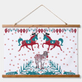 スカンディアフォークアートノルディックアニマルズゼブラ戦争馬 吊り下げ型タペストリー (正面)