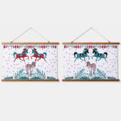 スカンディアフォークアートノルディックアニマルズゼブラ戦争馬 吊り下げ型タペストリー (ダブル)