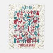 スカンディアメリークリスマスシンボル北欧スカンジナビア フリースブランケット (正面)