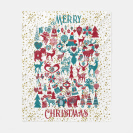 スカンディアメリークリスマスシンボル北欧スカンジナビア フリースブランケット