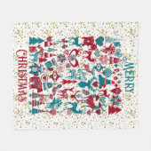 スカンディアメリークリスマスシンボル北欧スカンジナビア フリースブランケット (正面(横))