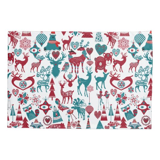 スカンディアメリークリスマスシンボル北欧スカンジナビア 枕カバー (裏面)