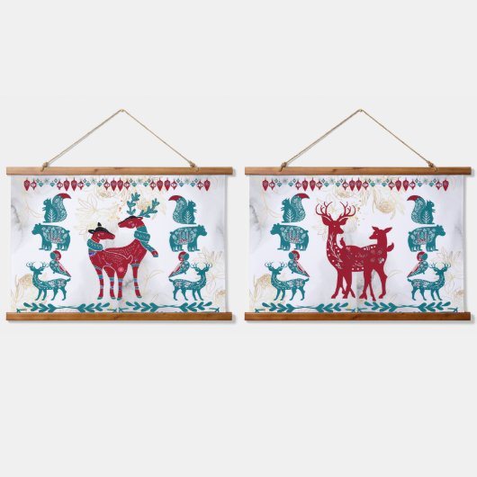 スカンディアモダンアートノルディックトナディアカップルのウォールアート 吊り下げ型タペストリー (ダブル)