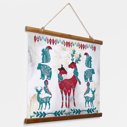 スカンディアモダンアートノルディックトナディアカップルのウォールアート 吊り下げ型タペストリー (傾斜あり)