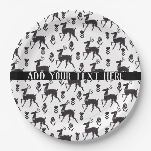 スカンディア フォークアート 鹿 ペーパープレート (正面)