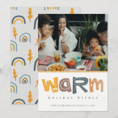 スカンディイエローグレー写真温かいクリスマスの願い シーズンカード (正面/裏面)