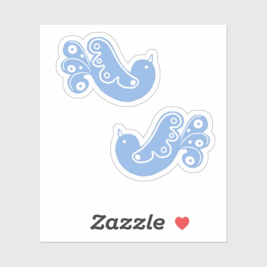 スカンディナビアンフォーク 青 白 鳥 シール (シート)