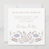 スカンディナヴィアのフォークフラワーズ in ライラック カジュアル スクエア ウェディング 招待状 (正面)